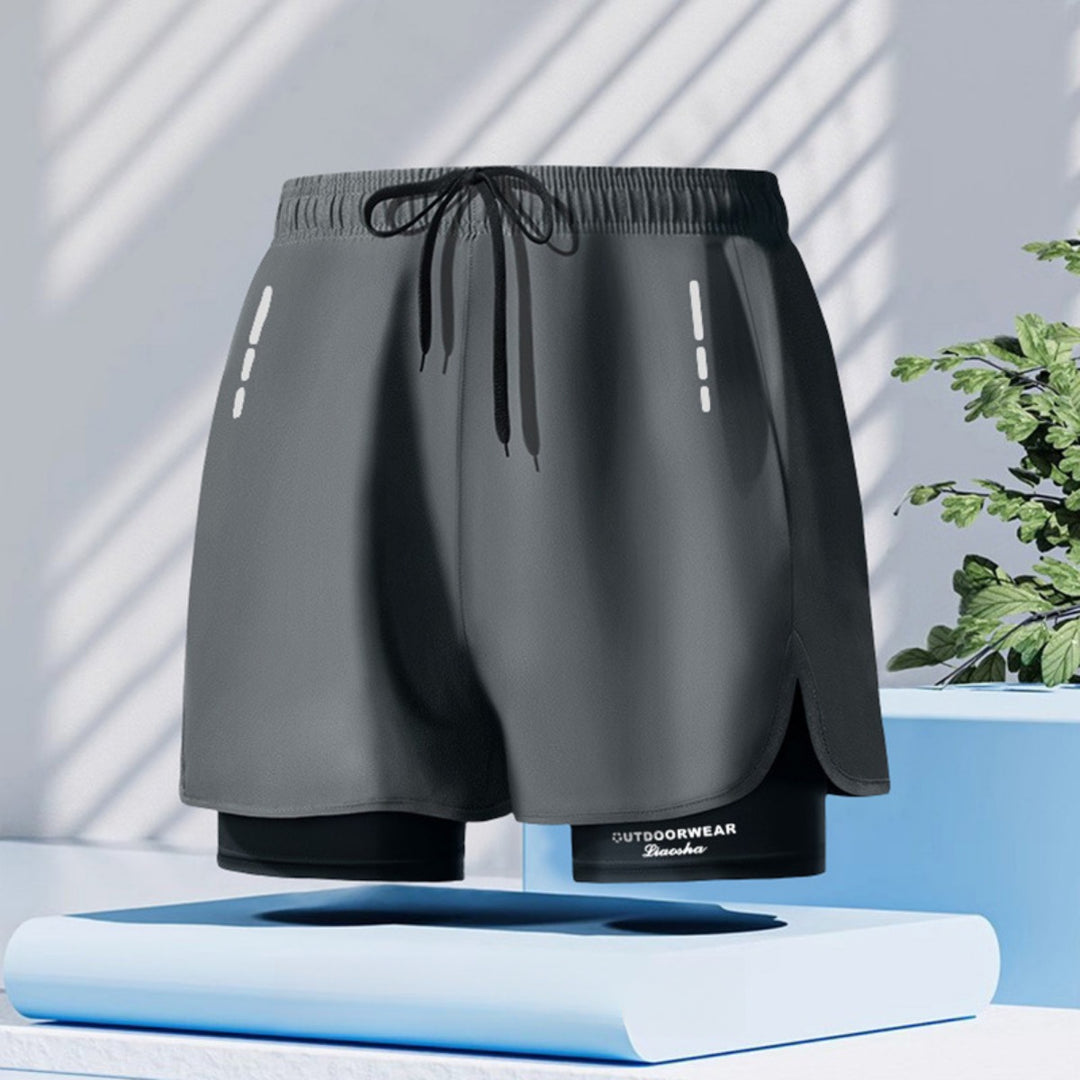 Drune | Doppellagige Herren Sport Fitness Anti-Peinlichkeit Strandhose
