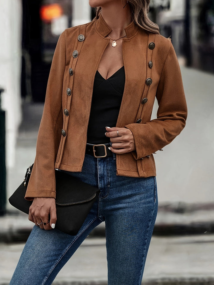Drune | Militärisch Inspirierte Blazer mit Knopfdetails Polyester Stilvoll und Scharf