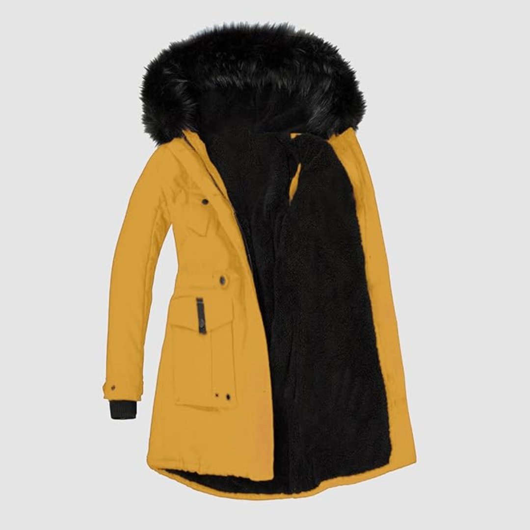 Drune | Parka mit Schwarzem Kunstpelzbesatz für Damen