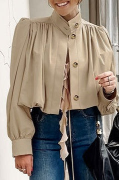 Drune | Passform Khaki Puffärmeljacke