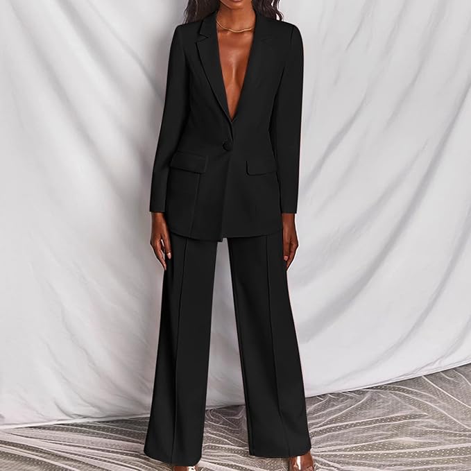 Drune Damenanzug – Stilvoller Zweiteiler mit Blazer & langer Hose, Eleganter Hosenanzug für Business, Abend & Events