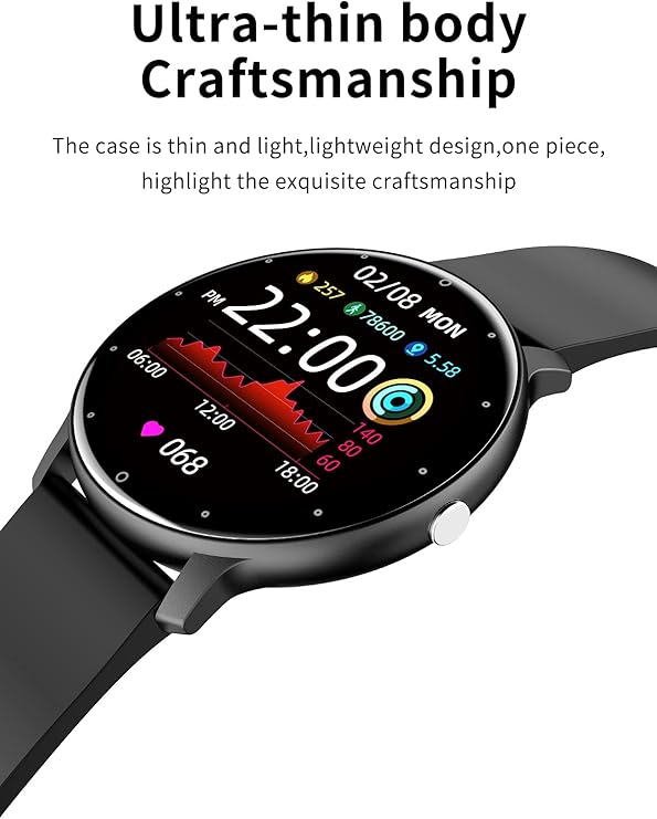 Drune | Wasserdichte Unisex Smartwatch Mit Fitness Tracker Und Herzfrequenzmesser