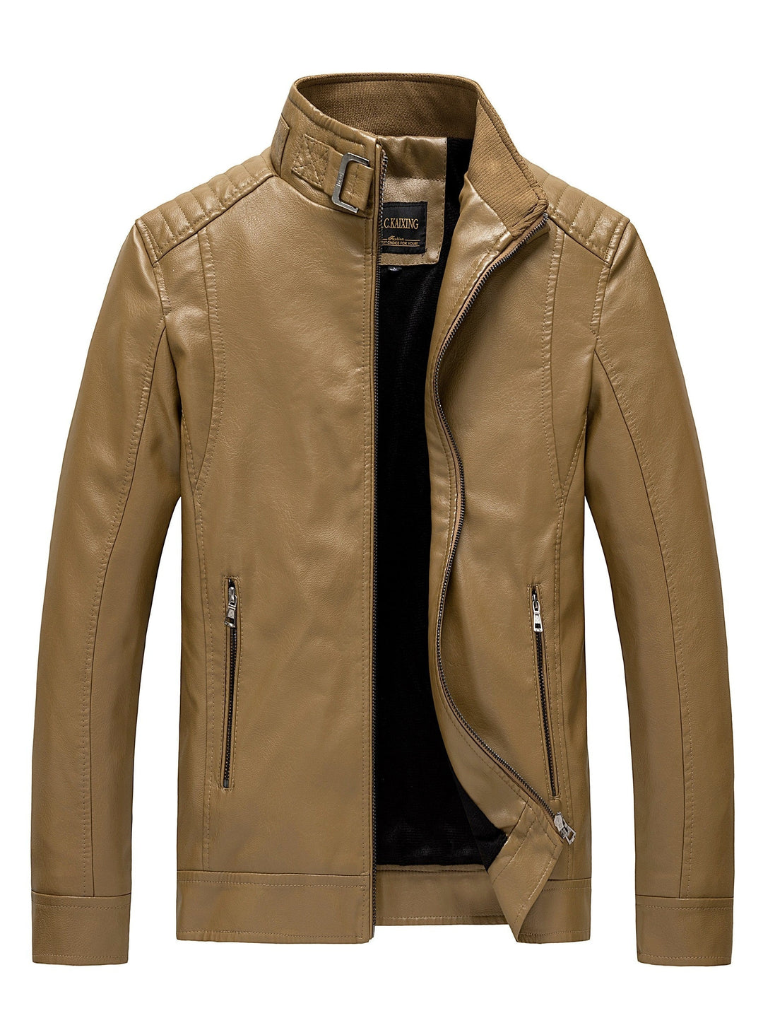 Drune | Stylische Lederjacke mit Reißverschluss Taschen