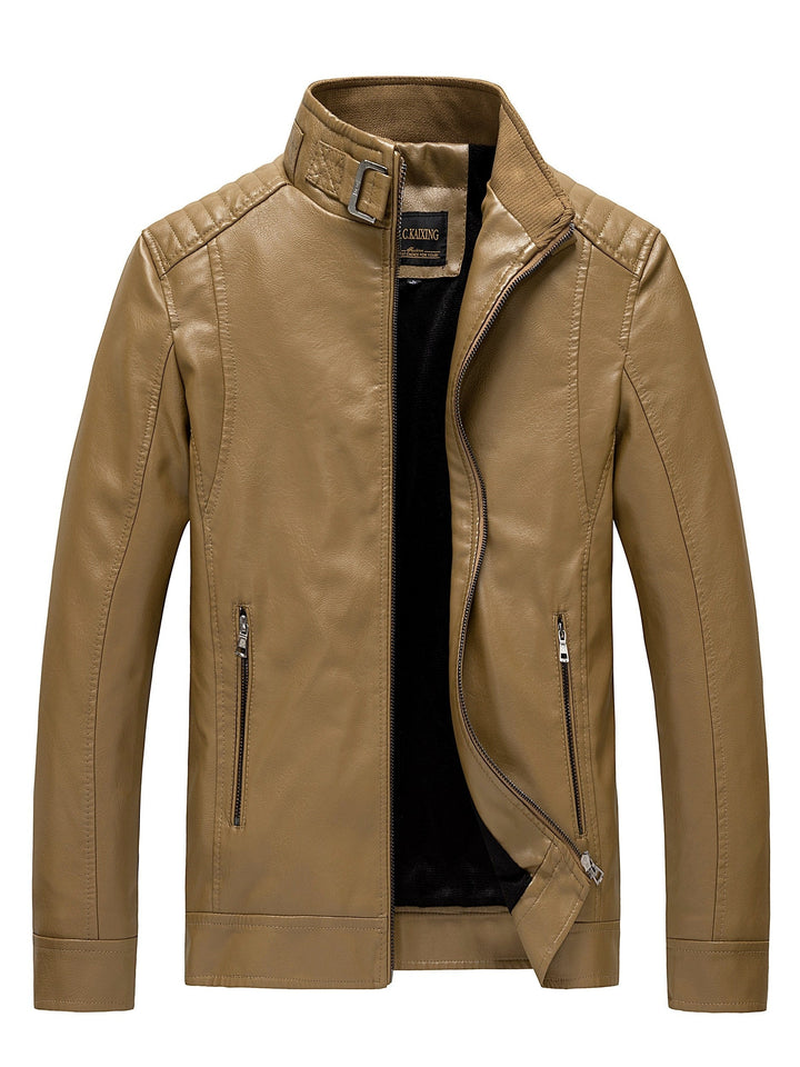 Drune | Stylische Lederjacke mit Reißverschluss Taschen