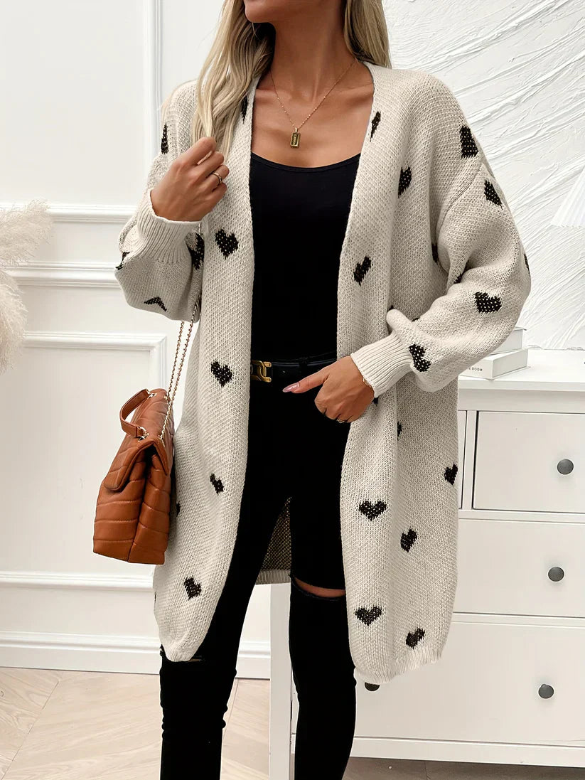 Drune | Herzmuster Wolle Strickcardigan für Damen - Perfekt für den Alltag