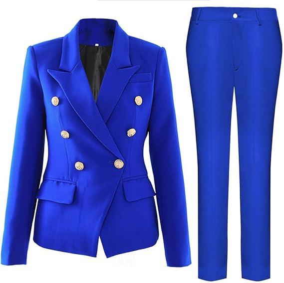 Damen elegantes Business-Anzug-Set mit doppelter Knopfleiste und schmaler Passform Drune