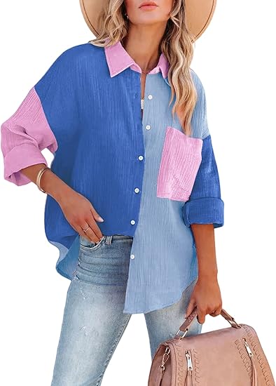 Drune | Colorblock Hemd Mit Knopfverschluss Für Damen