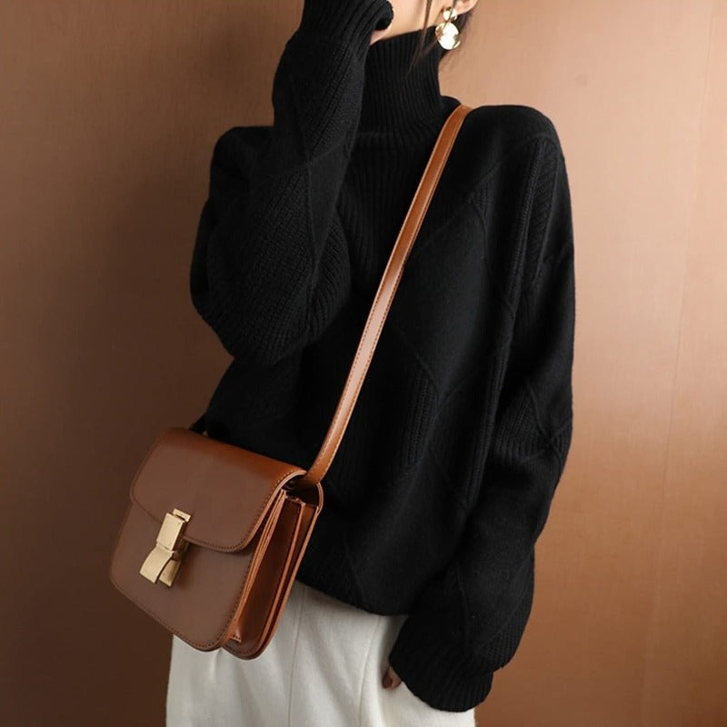 Drune | Hoher Kragen Weiches Strickmaterial Mit Geometrischem Muster Lockere Passform