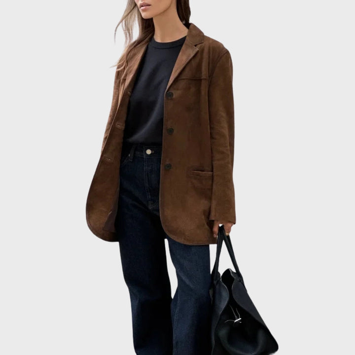 Drune | Elegante und warme Jacke mit braunem Wildlederrevers