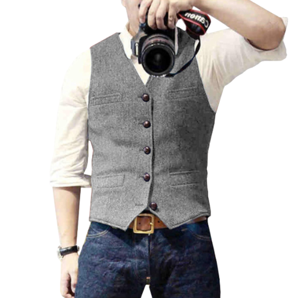 Drune | Stilvolle Herren Weste Im Denim Look