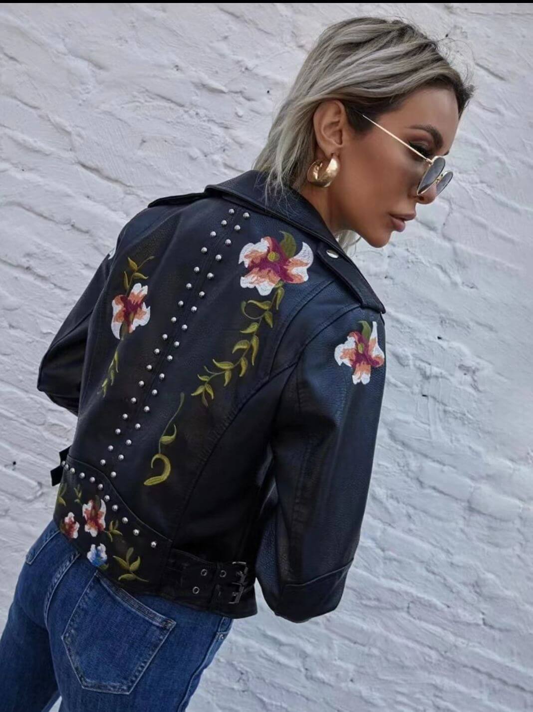 Drune | Damen Retro Blumenmuster Jacke