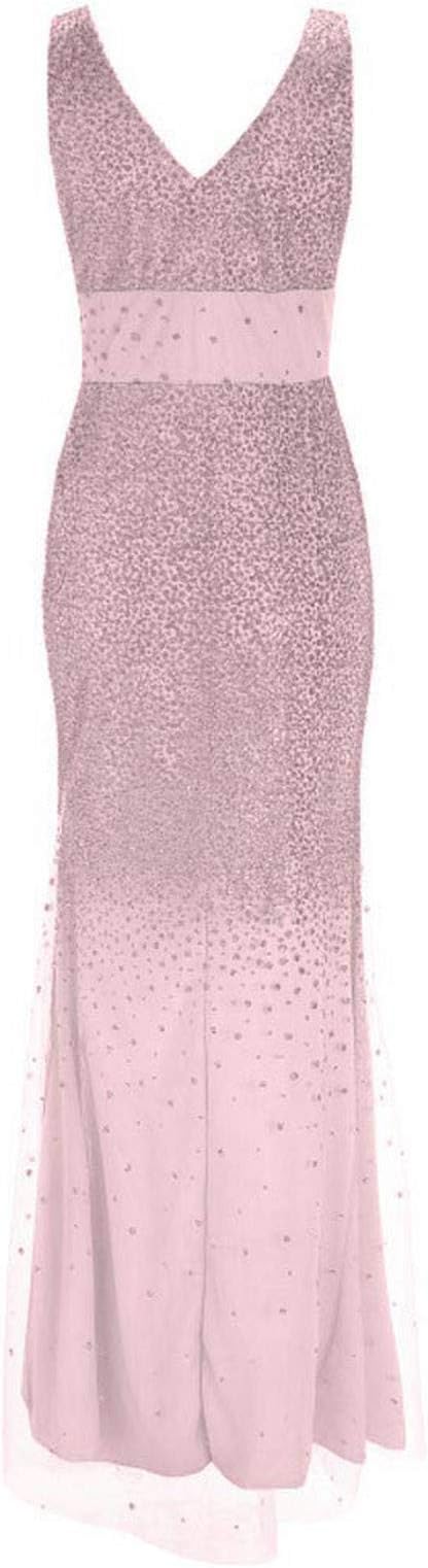 Drune | Sling V-Ausschnitt Split Glitzerndes Abendkleid