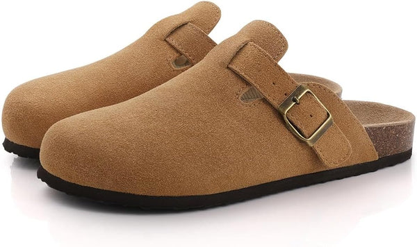 Drune | Damenclogs - Braun - Qualitätsleder - Verstellbare Schnallen