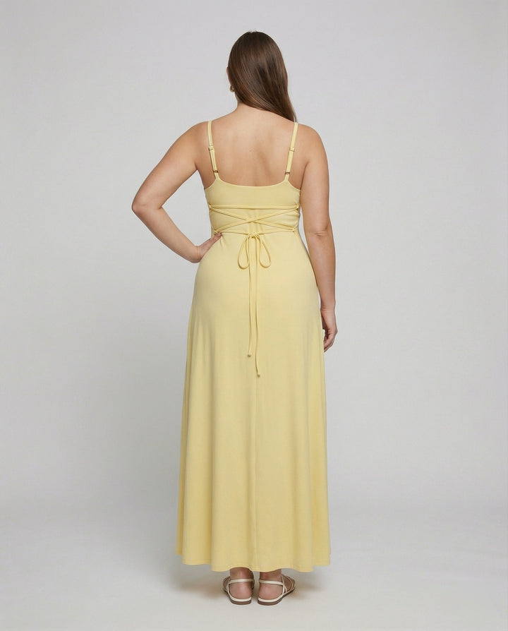 Drune | Lange Drapierte Kleid mit Eingebautem Bh