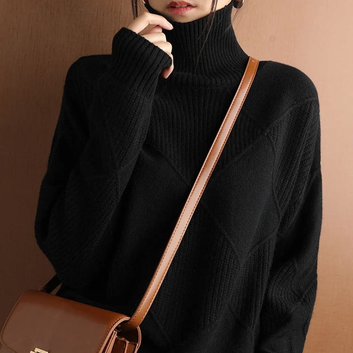 Drune | Hoher Kragen Weiches Strickmaterial Mit Geometrischem Muster Lockere Passform