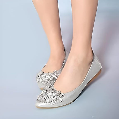 Funkelnde Strass Ballerina Flache Schuhe - Yelena Drune