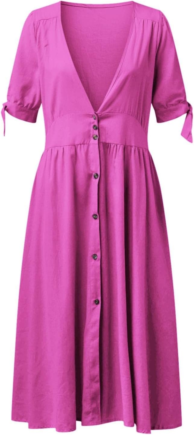 Drune | Elegante Freizeitkleider mit V-Ausschnitt und Schnallenverschluss