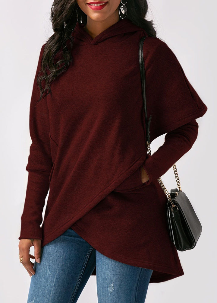 Drune | Hoodie - Damen Herbst Trendy Asymmetrischer Hoodie