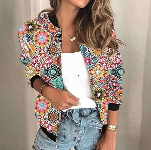 Drune | Kurzjacke mit Reißverschluss im lässigen Druckdesign