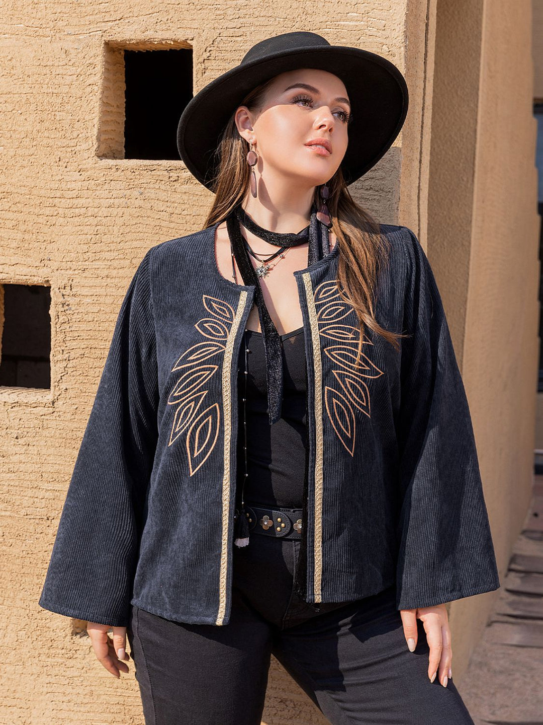 Drune | Bestickte Jeansjacke - Weite Ärmel - Premium Baumwollmischung - Festival-inspirierte Oberbekleidung