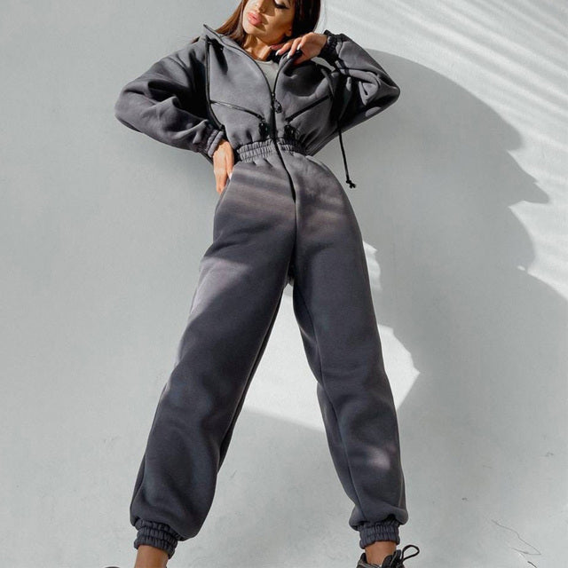 Drune | Damen Hoodie Zweiteiliges Set für Alltag und Freizeit
