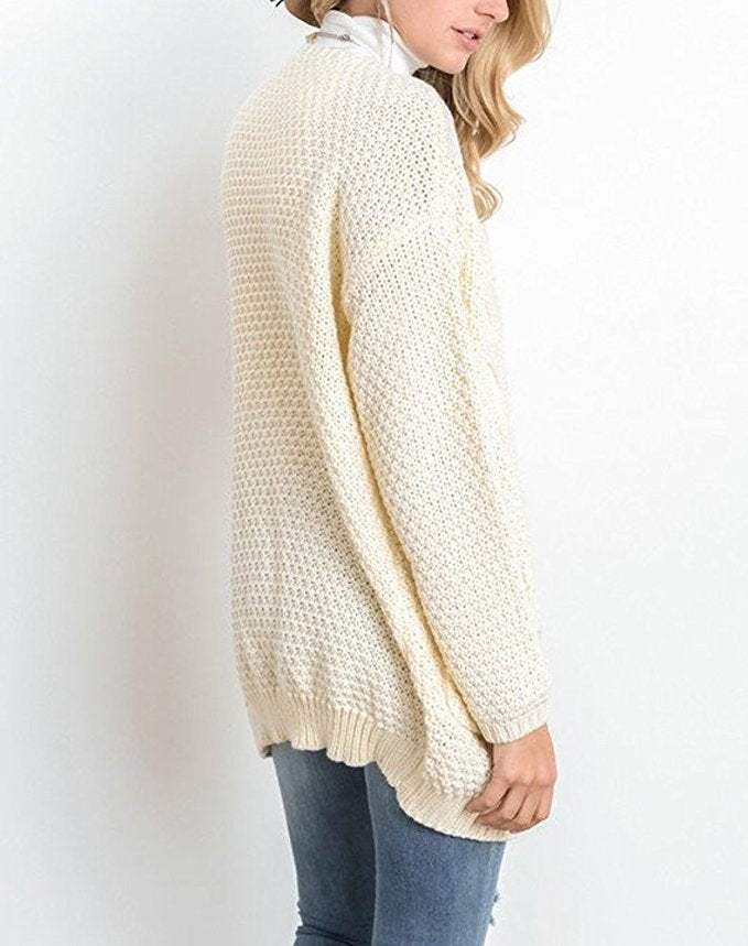 Damen Grobstrick-Cardigan mit asymmetrischem Design und lässigen Ärmeln Drune