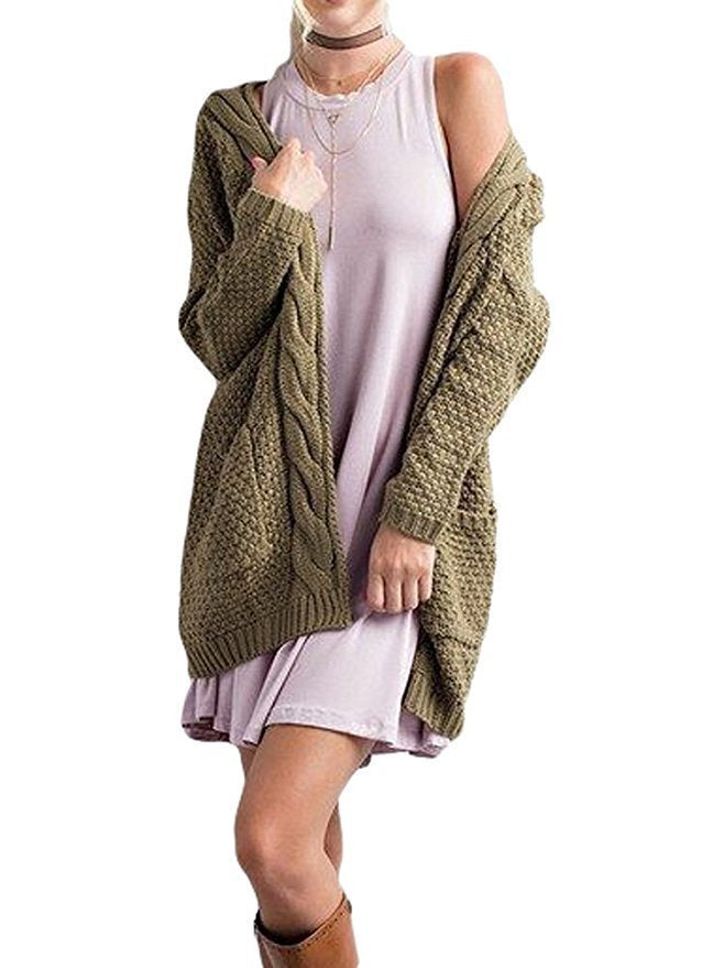 Damen Grobstrick-Cardigan mit asymmetrischem Design und lässigen Ärmeln Drune