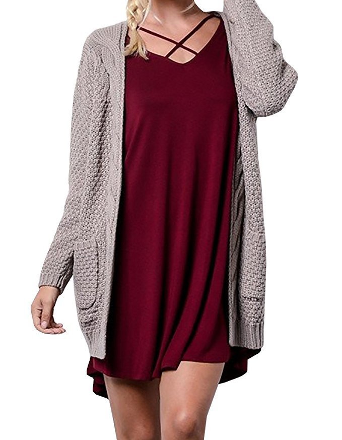 Damen Grobstrick-Cardigan mit asymmetrischem Design und lässigen Ärmeln Drune