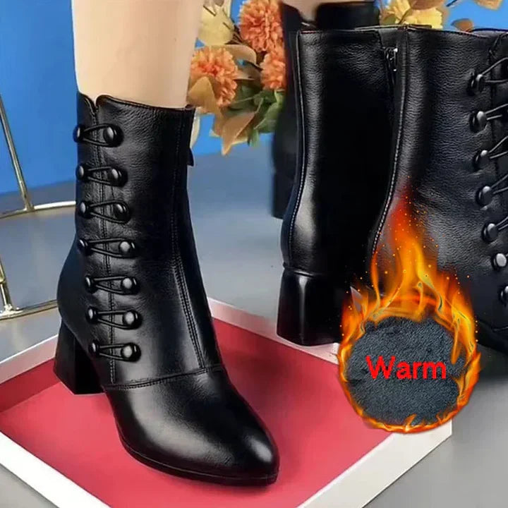 Drune | leder-damenstiefel aus grobem leder