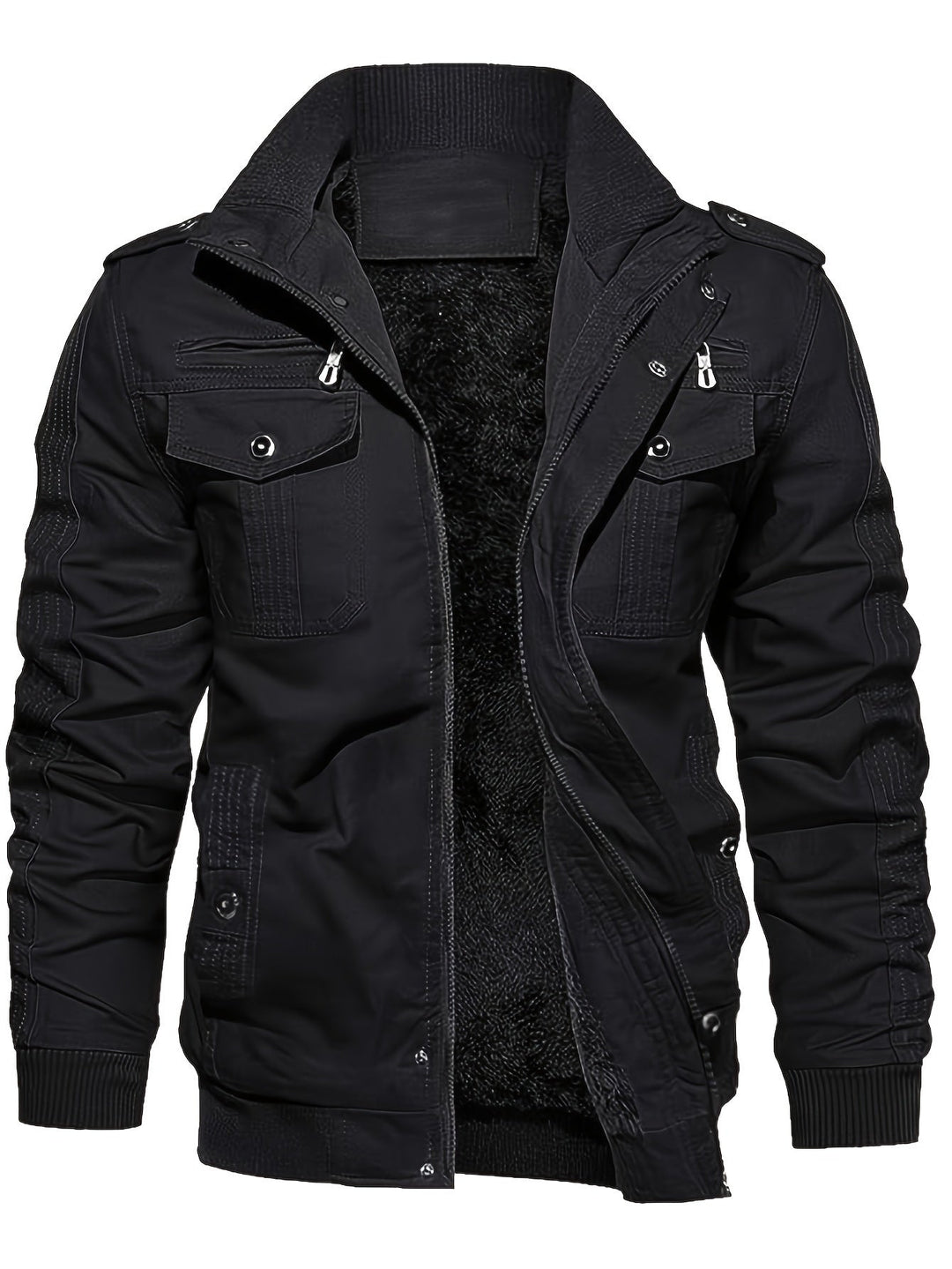 Drune | Langarm Reißverschluss Retro Stehkragen Winterjacke Für Herren - Perfekt für Freizeit