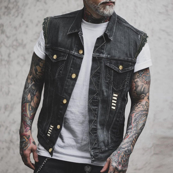 Drune Stylische Denim Weste für Herren