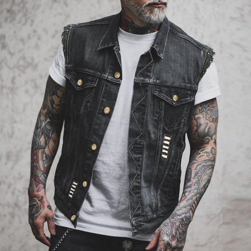 Drune Stylische Denim Weste für Herren