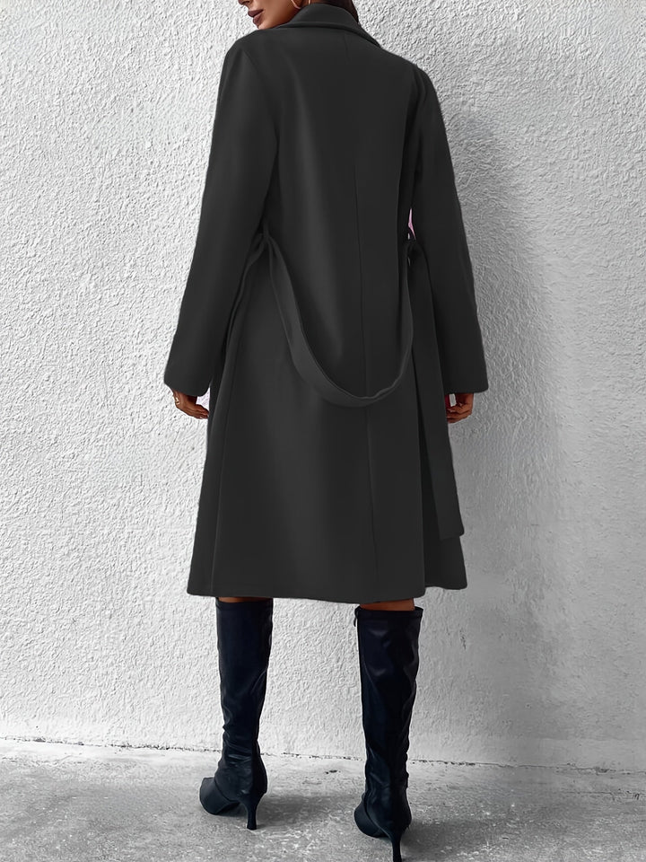 Drune | Trenchcoat mit Gürtel und einfarbigem Polyestermaterial für Frauen Schicke Oberbekleidung für den alltäglichen Gebrauch
