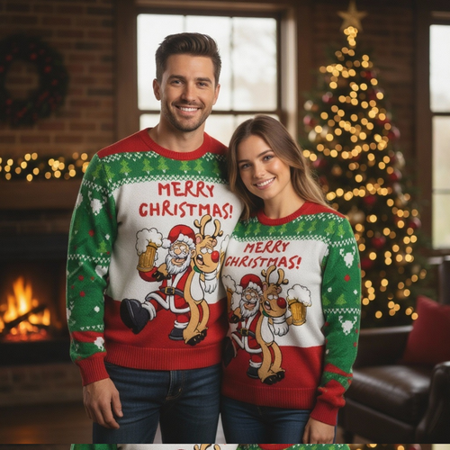 Drune | Lustiger Muster Druck Unisex Hässlicher Weihnachtspullover - Lustiger Feiertags-Party Pullover