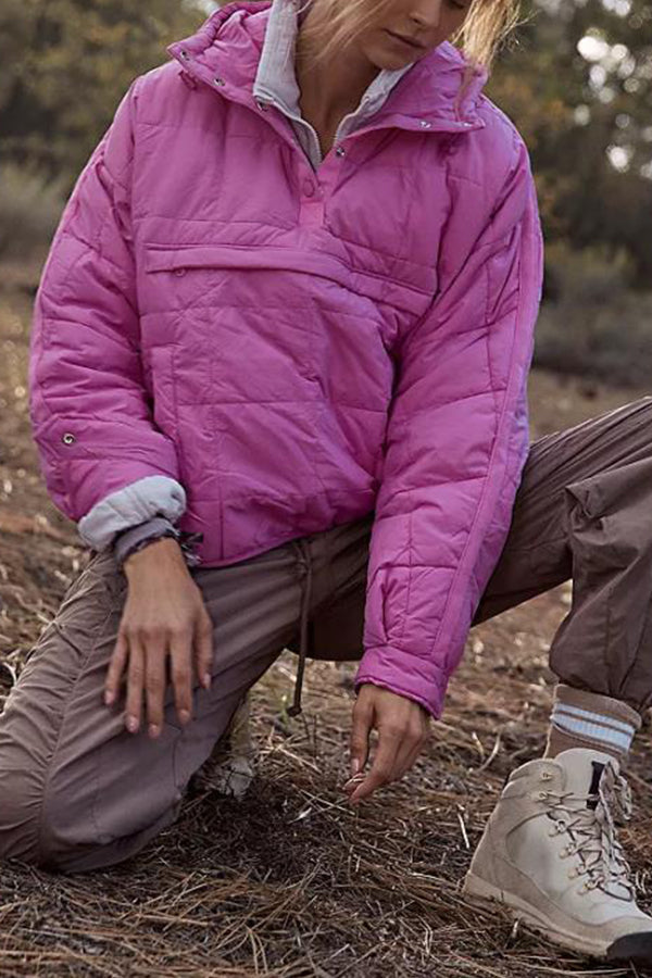 Drune | Farbe Kapuzenjacke Gepolstert Faltbare Gepolsterte Pullover Tasche Langarmjacke