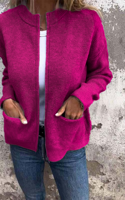 Drune | Strickjacke - Rundhalsausschnitt & Reißverschluss - Weiche Baumwolle