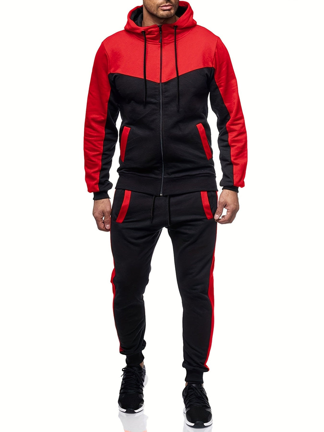 Drune | Unifarbener Trainingsanzug Mit Kragen Jacke Und Hose Für Herren - Perfekt für lässige Tage