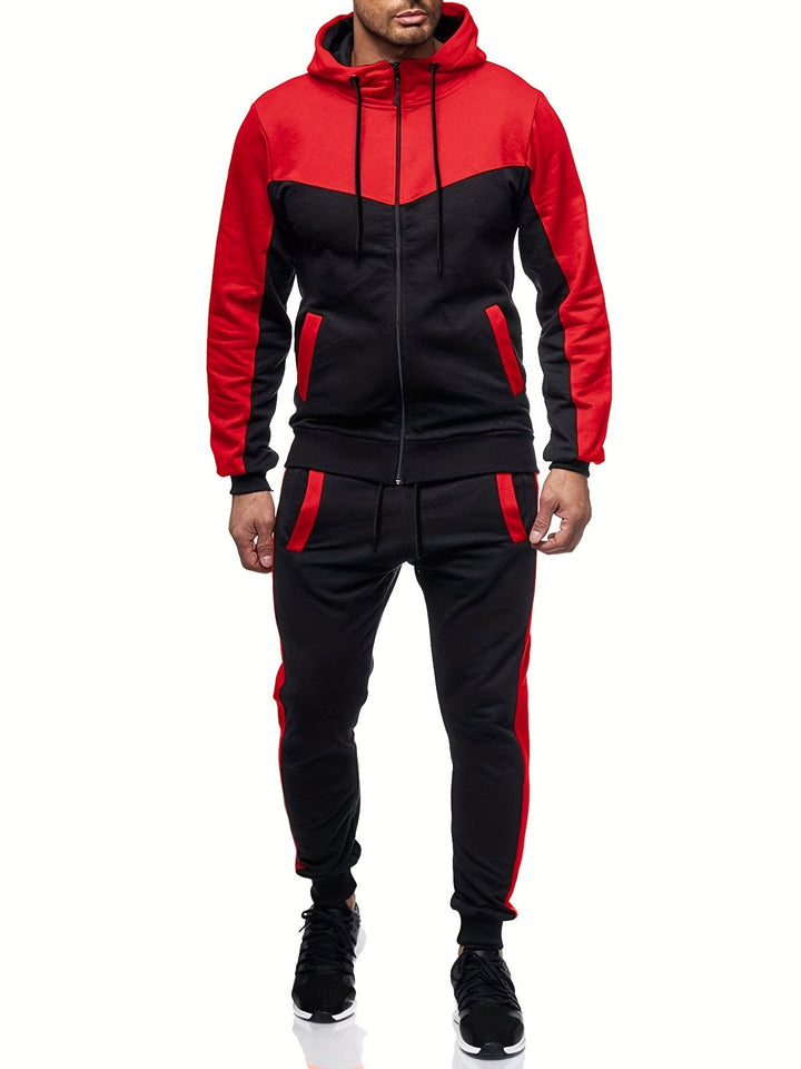 Drune | Unifarbener Trainingsanzug Mit Kragen Jacke Und Hose Für Herren - Perfekt für lässige Tage