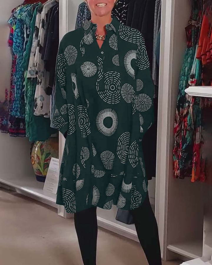 Drune | Kleid mit Revers und Geometrischem Print