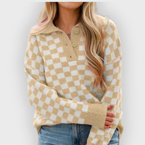 Drune | V-Ausschnitt Pullover Knopfausschnitt