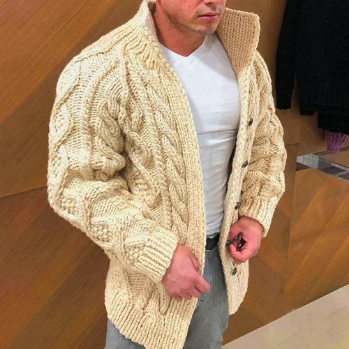 Drune | Herrenstrickjacke mit Stehkragen
