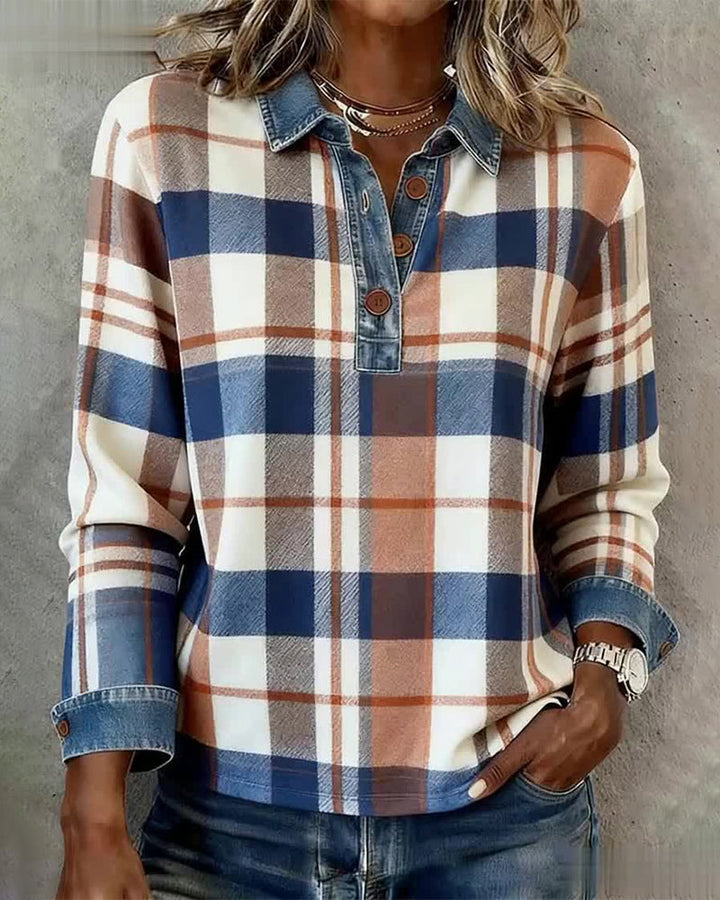 Drune | Lässig Denim Patchwork Kariert