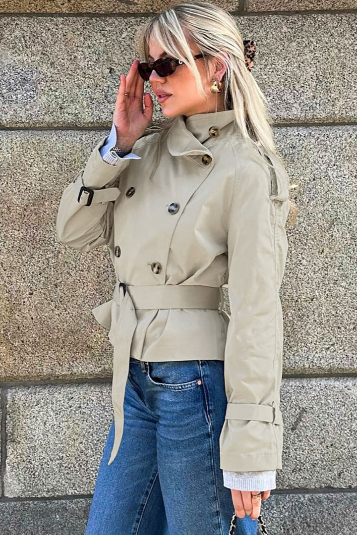 Drune | Kragen-Gürtel-Kurze Jacke