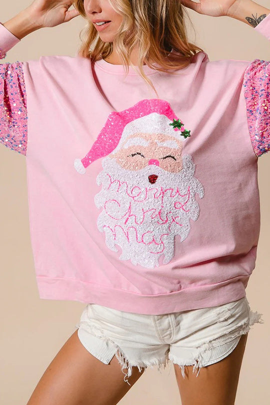 Drune | Weihnachten Lässig Locker Rundhals Pailletten Ärmel Sweatshirt