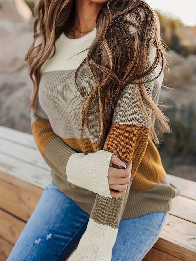Drune | Stilvoll Gestreifter Strickpullover für Frauen