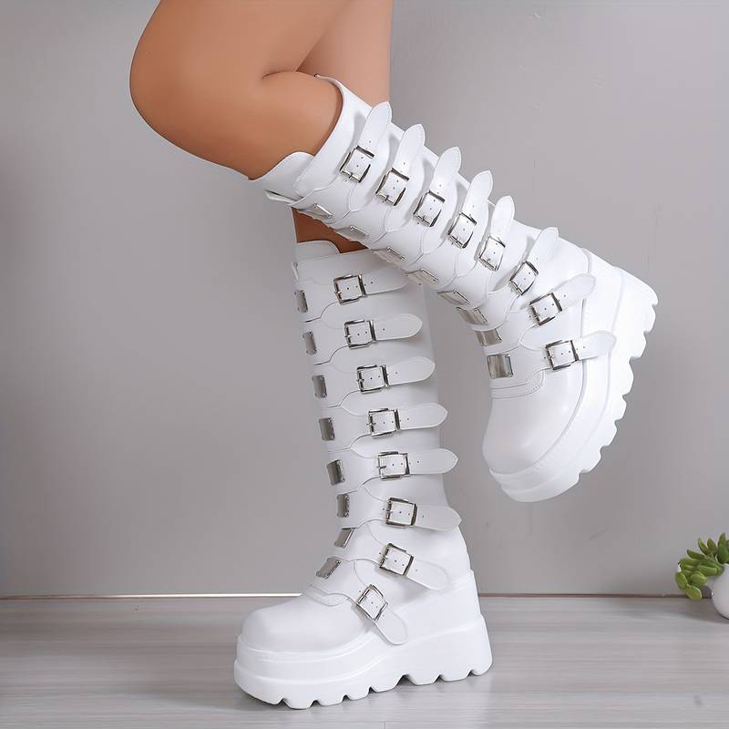 Drune | Trendy Stiefel Auf Plattform mit Schnallen
