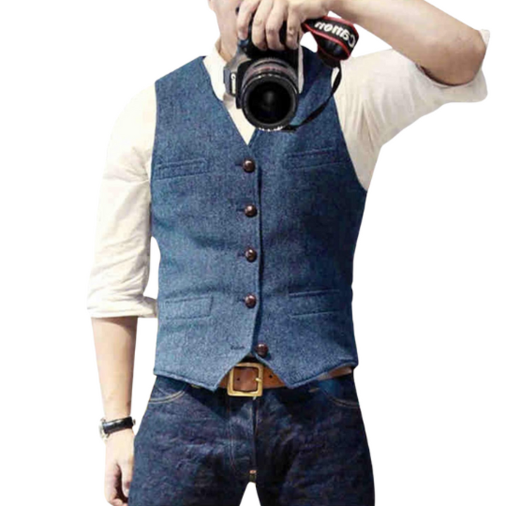 Drune | Stilvolle Herren Weste Im Denim Look