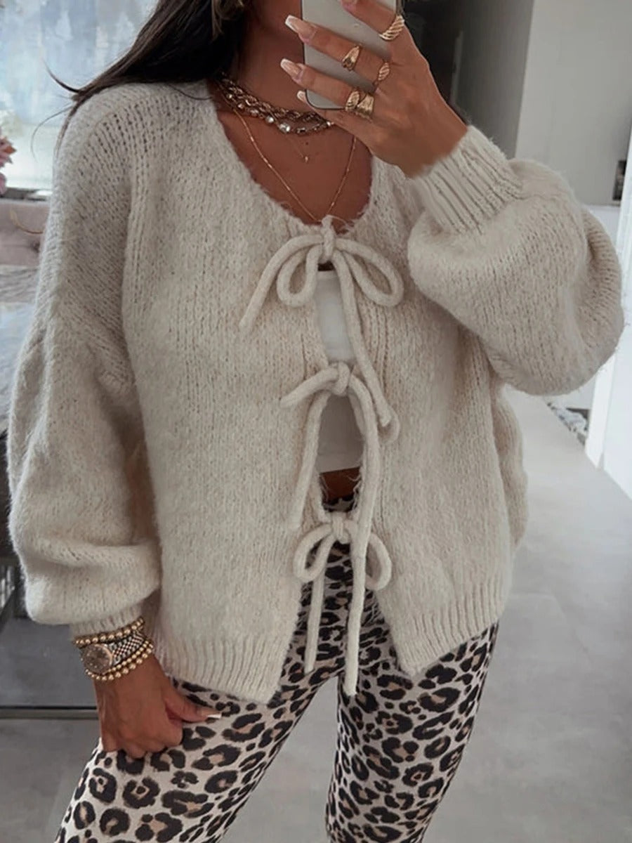 Drune | Strickcardigan mit Schleifen Weich und Warm Trendy Look