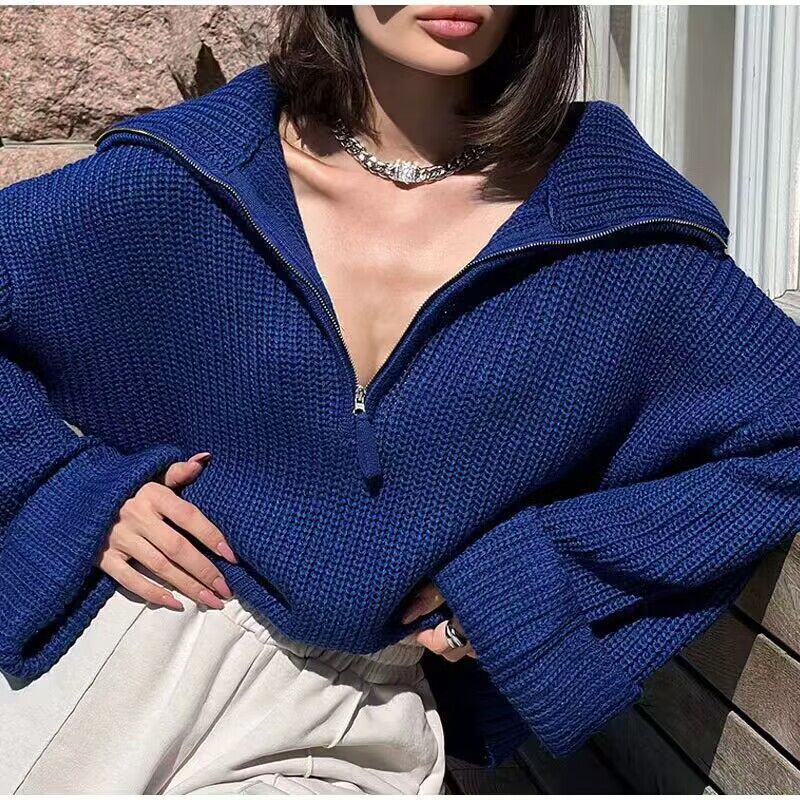 Drune | Rippstrick Pullover mit Reißverschluss Weich und Warm Lässige Eleganz