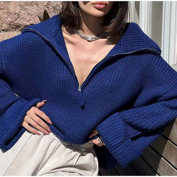 Drune | Rippstrick Pullover mit Reißverschluss Weich und Warm Lässige Eleganz
